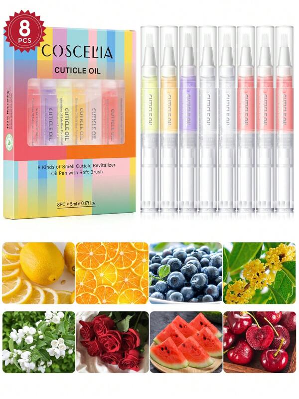 coscelia 1/5/8/16PCS 5ML Nail Cuticle Oil Nail Nutrient Oil Nutrient Pen Set, Dead Skin Remover Repair Tool, Nail Strengthener Enhances Nail Health & Gloss Nail Supplies For Manicure Art Salon Daily Usage