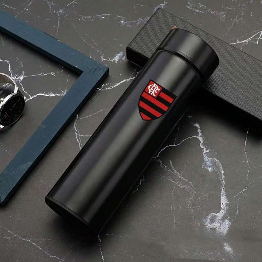 Personalized Football Team  Bottle With Led Digital Temperature Meter 500ml - Black Flamengo - View 1