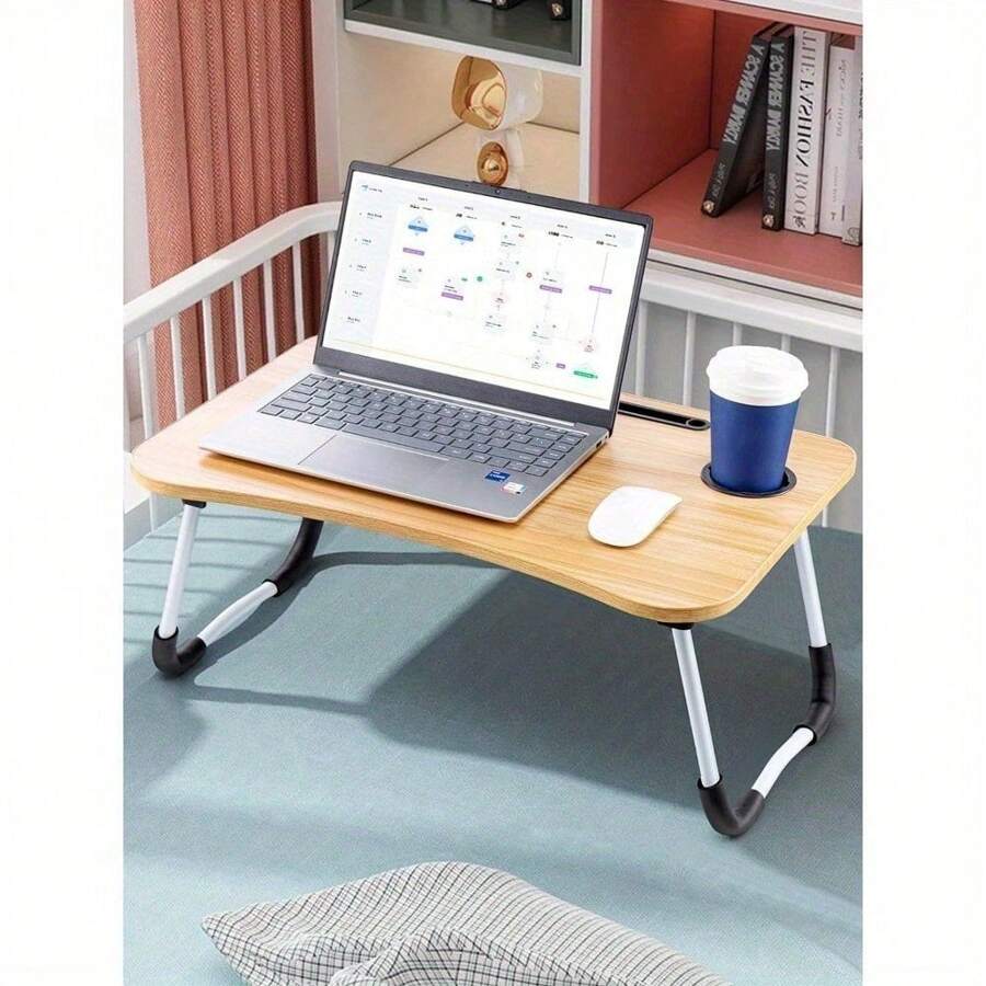 Laptop Table Stand Folding Desk Bed Computer Study Adjustable Portable Sofa Tray Notebook Stand Reading Holder - Brown - View 1