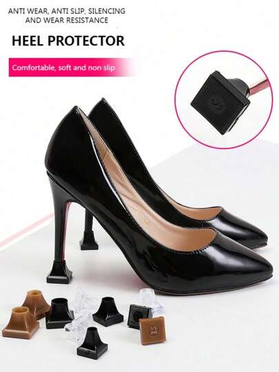 1 par högklackade skydd för hälreparationsskydd Skyddar hälskydd Halkskydd fyrkantigt TPU/PVC ljuddämpare Material Mjukt dämpande kvinna, Tysta anti-brusremsor, slitstark hälreparationsdyna, sulskydd