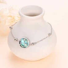 Sigil Of Lilith Abalone Shell Bead Chain Bracelet, 925 Sterling Silver, 7+2 Inches - Sigil Of Lilith - View 4