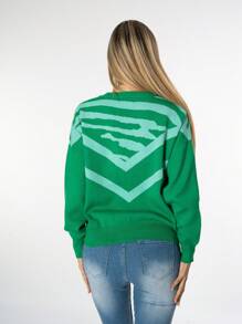 Suéter con detalles en pedrería para mujer, Colección Prisma - Verde - Ver 4