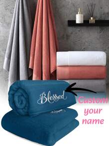 A Custom Embroidered/Face Towel /Bath Towel, Personalized Towels/Bath Towels, Customized Bathroom Towels/Towels Personalized With Letters Of The Towel/Bathroom Towel. Suitable For Daily Festivals, Valentine's Day, Women Valentine Gift Birthday Boyfriend Girlfriend, Multi-Functional, Reusable, Easy To Clean, Anti-Mold, Breathable, Ideal Gifts For Him, Ideal Gifts For Friends Home, Tea Room, For Anniversaries, For Graduation, For Weddings Home Bathroom Decor Summer