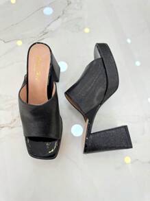 Giày Mules đế vuông REVREAL - màu đen - Xem 2