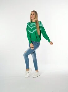 Suéter con detalles en pedrería para mujer, Colección Prisma - Verde - Ver 1