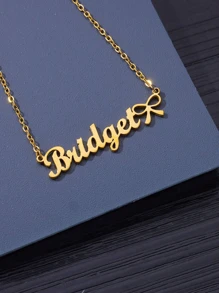 1PC Customized Stainless Steel Nameplate Necklace, Pendant Necklaces Stainless Steel Baby Jewelry Personalize Name Choker Girls Necklace Kids Children Numbers Boy Custom Silver/Gold Color, Fashion, Vintage, Casual, Simple Customization Everyday Wear, Birthday, Mother's Day