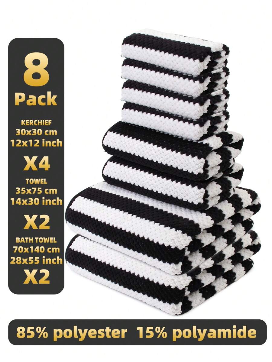 8pcs/Set [4pcs Handkerchief + 2pcs Towel + 2pcs Bath Towel] Coral Fleece Pineapple Grid Towel Bath Towel Bathroom Set, Soft & Comfortable, Quick-Drying, Can Be Used For Bathing, Face Washing, Hotel, Bathroom, Bedroom And Other Occasions Mother's Day Flowers,Personalized Gifts For Mom,Last Minute Gifts,Mother's Day Ideas,Mothering Sunday Gifts,Handmade Cards For Mum,Best Mother's Day Gifts Under $50
