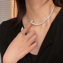 925 Silver Fashionable Round Snake Bone Necklace, Width 6MM, Suitable For Daily Wear And Gift Giving - White - View 3