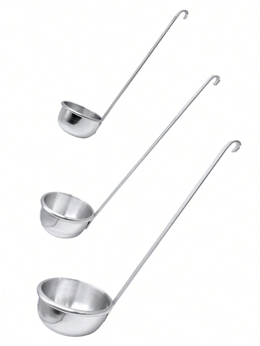 EQUIPMENT AUTOMOTIVE JAVAZ Set Of 3 Serving Ladles, 8, 10 And 12 Cm In Diameter, Made Of Aluminium, 33 And 42 Cm Long, Excellent Quality And Durability. - 淺灰色 - 查看 1