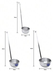 EQUIPMENT AUTOMOTIVE JAVAZ Set Of 3 Serving Ladles, 8, 10 And 12 Cm In Diameter, Made Of Aluminium, 33 And 42 Cm Long, Excellent Quality And Durability. - 淺灰色 - 查看 2