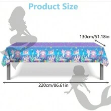 1pc Mermaid Party Tablecloth Set, Mermaid Scale Design Disposable Tablecloth For Birthday, Banquet, Holiday, Party And More - Multicolor - View 3