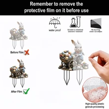 1 件，亚克力兔子推复活节彩蛋花园卡，2D 奇幻主题户外艺术装饰，适用于盆栽、花盆、草坪装饰，复活节的完美选择