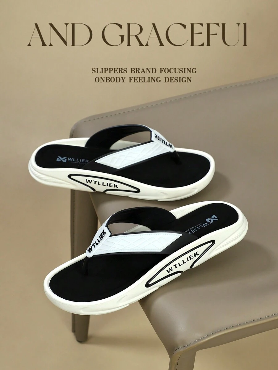 New Style Flip Flops Men's Summer Outdoor Non-Slip Flip Flops Beach Sandals Youth Slippers Men - Black - View 1