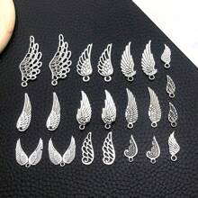 22pcs Mixed Antique Silver Angel Wings Feathers Punk Charms Angel Wing Pendants For DIY Bracelets Necklace Jewelry Making Craft Accessories