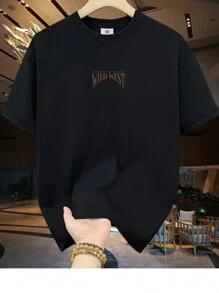 Men's Cotton T-Shirt Adult Plus Size Kids Wild West Country Cowboy Streetwear Over Fashion Premium - 黑色 - 查看 2