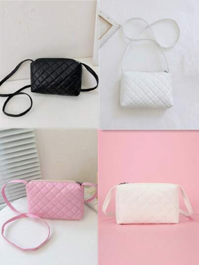 1 حقيبة كروس بودي من جلد البولي يوريثان للبنات ، حقيبة كتف فاخرة عصرية بغلق سحاب مربع مطرز ، هدية مثالية للاستخدام اليومي