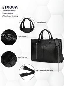 NEWHEY Business Bag Men's Briefcase Support A4 Waterproof Freestanding Support 15.6 Inch Computer 2WAY Multi Pocket Large Capacity Job Hunt Bag Interview Bag Job Search Work Laptop Bag Gift - Black - View 6