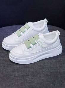 ISPORTE Zapatos de mujer con suela gruesa que mejoran la altura, zapatos deportivos casuales blancos frescos y de moda, zapatos para correr transpirables y resistentes al desgaste - Blanco - Ver 3