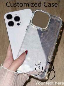 1pc Custom Designed Transparent/Pink Glitter IPhone 13, 16 Pro Max Phone Case With Letter, Name Or Number Print, Compatible With IPhone 11/12/13/14/15/16, IPhone 11/12/13/14/15/16 Pro, IPhone 11/12/13/14/15 Pro Max, IPhone 14/15/16 Plus