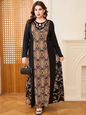 DEARCASE ชุดเดรสลายพิมพ์วินเทจ แบบผ้าแปะต่อ ขนาดใหญ่ พอดี