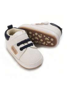 婴儿男童PU皮休闲鞋，柔软防滑运动鞋，适合0-1岁宝宝，春秋季款 - 白色 - 查看 3