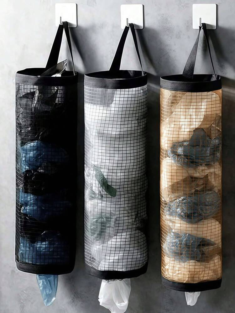 1 pieza/Set Soporte colgante para bolsas de basura, bolsa de almacenamiento de cordón para zapatos montada en la pared, organizador de bolsas de plástico de cocina - Multicolor - Añade 1