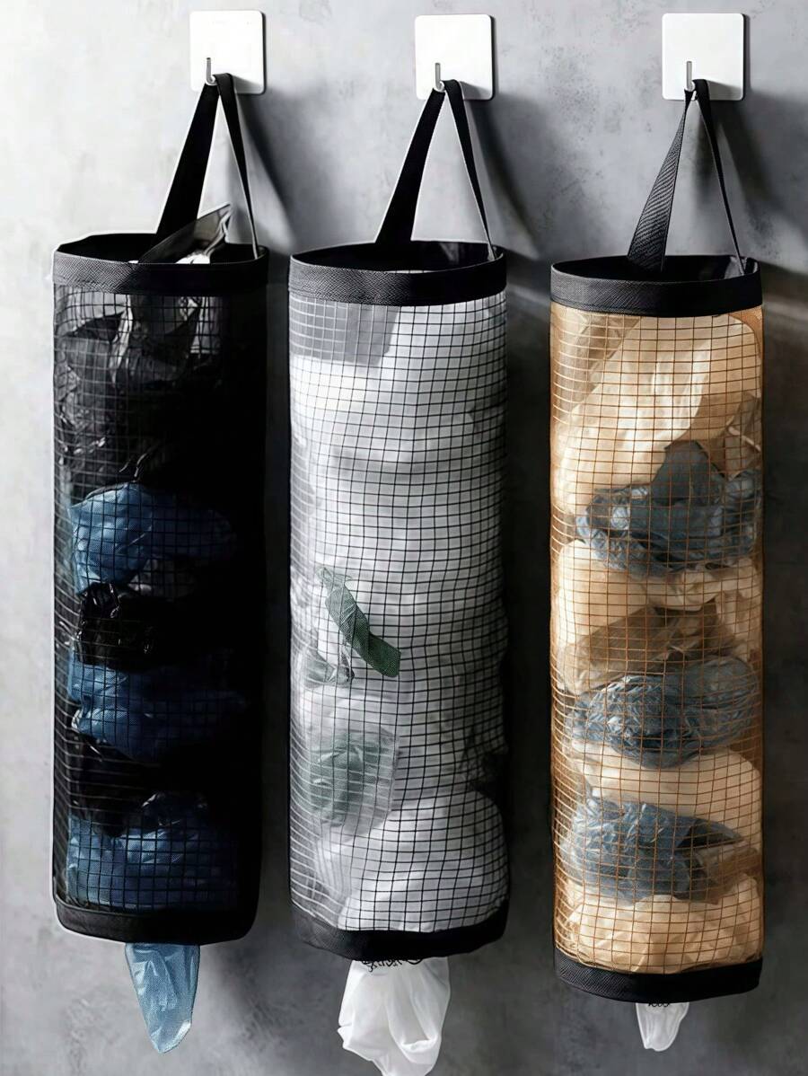 1pc/Set Hanging Trash Bag Holder, Wall-Mounted Drawstring Shoe Storage Bag, Kitchen Plastic Bag Organizer - Multicolor - View 1