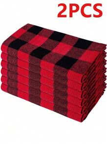 2/6/12 piezas Servilletas de poliéster a cuadros modernos de Halloween y Navidad, adecuadas para restaurante, cocina, cafetería, fiesta festiva, decoración de mesa de comedor, decoración del hogar diaria