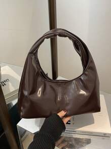 Bolso de mano 2024 con diseño de nubes arrugadas, bolso de hombro casual y versátil para mujer, embrague con forma de luna creciente
