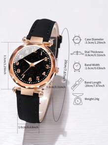 6 pièces Ensemble de montres-bracelets à quartz élégantes pour femmes avec cadran minimaliste à ciel étoilé et échelle numérique + bracelet mode, sans boîte de montre
