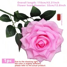 1pc Handcrafted 12.99" Diameter Giant Rose, 49.6" Length, Velvet Material Faux Rose Flower Bouquet, Wedding Decor, Photography Prop,Halloween Decor Home Decor Halloween Decor Fall Decor Room Decor