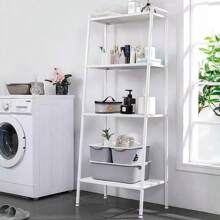 Librero Organizador Minimalista Acero al Carbono de 4 Niveles, Estante Organizador Multiusos con Baldas de Malla, Estantería de Libros Ideal para el Hogar, Oficina, Dormitorio (Blanco) - Blanco - Ver 5