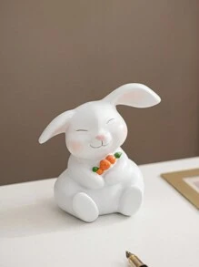 1 pieza Figura de resina con forma de conejo acariciando la cara y abrazando una zanahoria, de estilo simple y lindo, decoración de Pascua, artesanía, apta para hogar, escritorio, oficina, entrada, estantería, sala de estar, hotel, decoración festiva