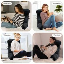 Large Reading Pillow For Bed And Sofa With Removable Neck Roll, Ideal Adult Back Cushion With Memory Foam For Comfortable Reading, Working, Playing, Watching TV, Relaxing