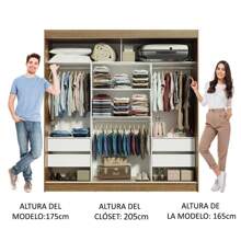 Closet Madesa Reno Wardrobe 3 Sliding Doors 1 Mirror MB - 棕色和白色 - 查看 4