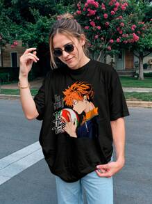 T-Shirt Haikyuu Shoyo Hinata Tobio Kageyama Basketball Game Anime Ref 2241 VEST NERD - 黑色 - 查看 5