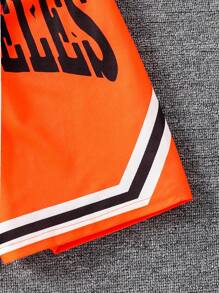 2 件套 Tween Boys 火焰与洛杉矶字母印花圆领短袖 T 恤和短裤套装，春夏