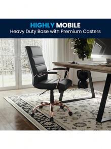 Furniture Silla de Oficina con Respaldo Medio - Silla de Escritorio Ejecutiva de Polipiel Blanco – Silla de Ordenador con Base Cromada y Reposabrazos
