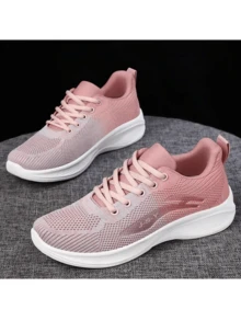 Women's Non-Slip Mesh Tennis Shoes Breathable Comfortable Casual Sneakers. - 粉色 - 查看 5