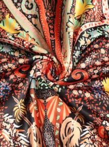 Slit Skirt For Women Boho Print Tie Side Wrap Tassel Casual Beach Mini Skirt - 橘色 - 查看 5