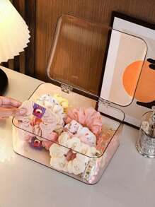 Jewelry Storage Box, Flip-Top Transparent Dust-Proof Box, Suitable For Hair Clips, Headbands, Elastic Bands Desktop Organizer, Stackable Drawer Storage Box, Vanity, Bathroom, Girlfriend Gift, Christmas Gift