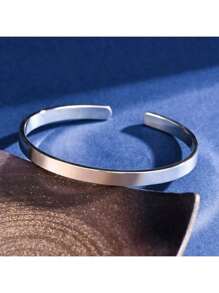 1 件时尚 4 毫米、6 毫米、8 毫米宽不锈钢 C 形开口袖口手链 - 现代简约设计，玫瑰金，彩虹蓝/灰和黑色，抛光饰面，简约优雅的日常不锈钢手镯可调节袖口，适合男士和女士日常佩戴，展现个人风格和多功能性 - 彩色 - 查看 5