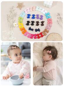 40PCS 1.4" Cute Mini Fashion Bow Snap Clip, Grosgrain Ribbon Bow Small Hair Clip For Baby Girls