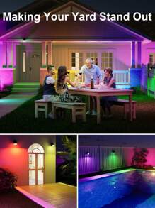 1pc Solar Powered Waterproof Outdoor Tree Lamp, Super Bright Landscape Garden Lawn Light, Decorative Pathway Lighting, IP67 Waterproof Wall Lamp, Suitable For Garden, Yard, Driveway, Porch - Black - View 3