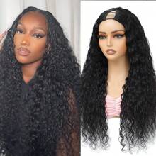 26-28 Inch V Part Wig Human Hair No Leave Out Upgrade V Part Human Hair Wig For Women 200% Kinky Curly V Shape Wig No Glue Clip In Half Wig V Part Wigs Human Hair 200% Density Curly Hair Wigs Human Hair Kinky Curly Wigs Human Hair Pre Plucked V Part Wig Beginner Friendly No Sew In NO Glue - #1B Black - View 1