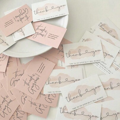 بطاقات شكرًا لطلبك 50 قطعة، بطاقات شكرًا على دعم عملي، بطاقات تغليف الهدايا، بطاقات تقدير العملاء، مناسبة للمتاجر، والتجار الإلكترونيين، وأصحاب الأعمال