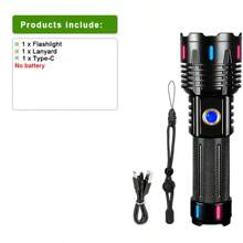 8000000LM Super Powerful Flashlight 800W Rechargeable Torch Light 3500 Meters High Power LED Flashlights Waterptoof Lantern - Black - View 14
