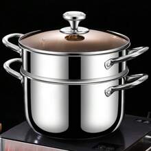 1 件装蒸锅用于烹饪蒸锅双层多功能不锈钢蒸汽锅炊具带盖适用于蔬菜、饺子、汤料、酱汁、食物