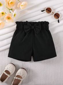 Summer New Baby Girls Casual Bow Shorts In Black And White - Black - View 1