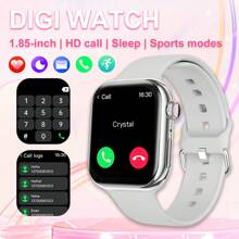 1 pieza Correa de reloj inteligente de silicona a la moda para mujeres, pantalla táctil FHD de 1,85", contestar/hacer llamadas, monitoreo de frecuencia cardíaca, múltiples modos deportivos, alarmas y alertas de notificaciones, compatible con Android e iOS - Blanco - Ver 1